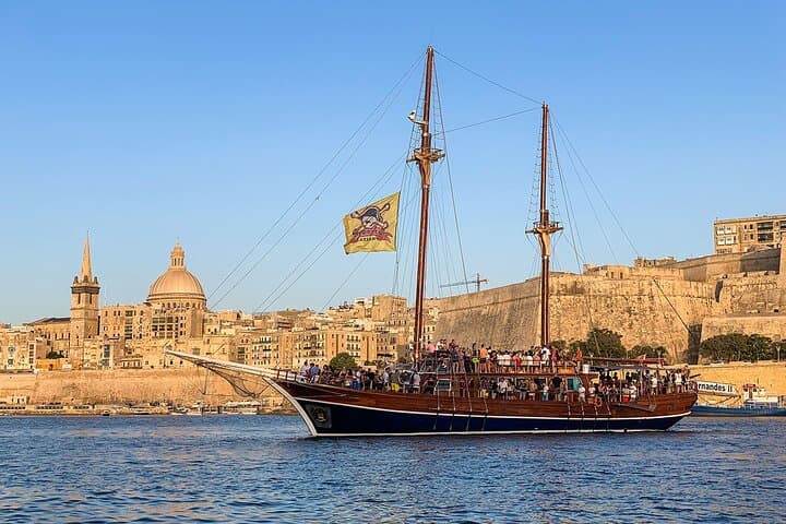 Malta Sunset Party Boat Cruise: Lazy Pirate Gulet Night Sail & Open Bar