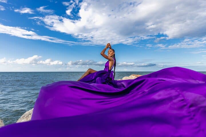 Flying Dress Photo Session in Montego Bay — Dramatic Aerial-Style Portraits photo 1