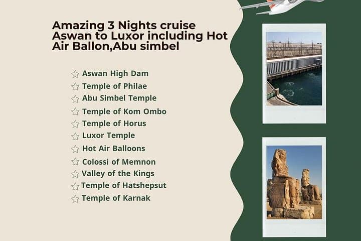 Nile Cruise Aswan to Luxor: 3-Night Cruise with Abu Simbel & Luxor Balloon photo 1