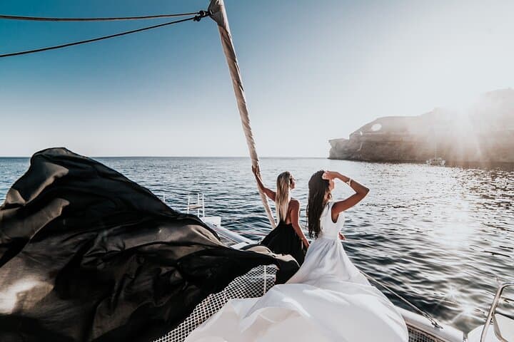 Half-Day Private Catamaran Cruise Around Santorini's Caldera
