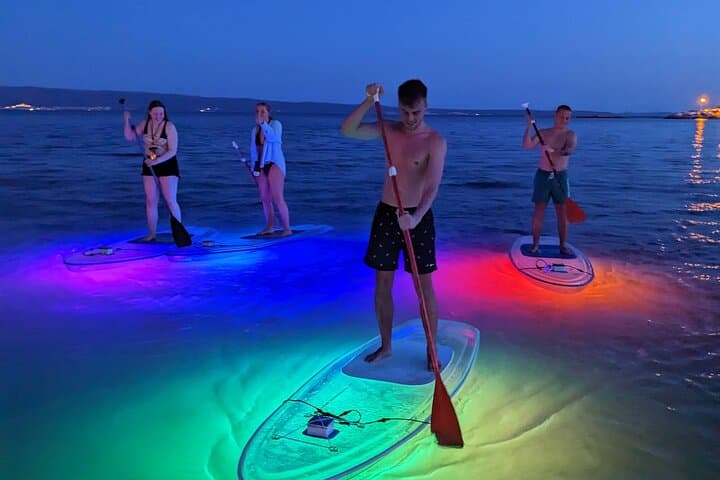 Transparent SUP Glow Tour in Split: Night Paddle on LED Boards