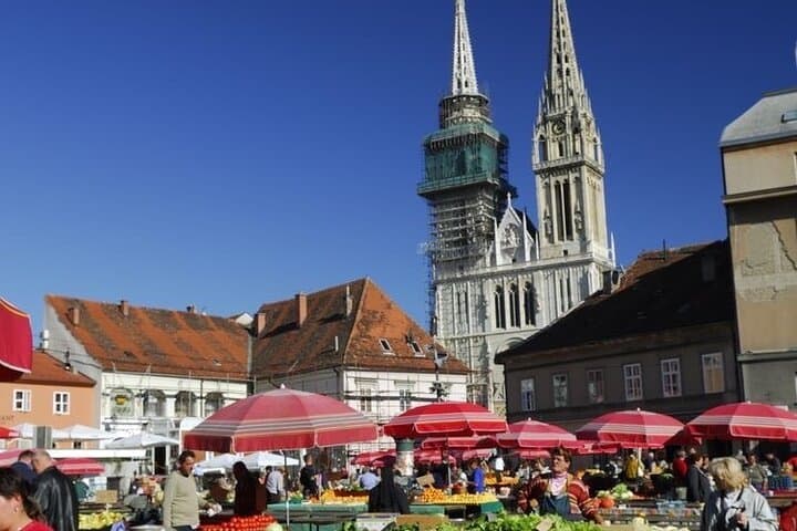 Zagreb Morning Walk & Coffee: Upper Town, Dolac Market, and Cathedral