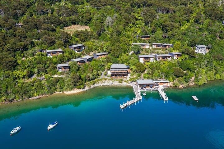 Heli Lunch at Bay of Many Coves: Marlborough Sounds Scenic Flight from Wellington
