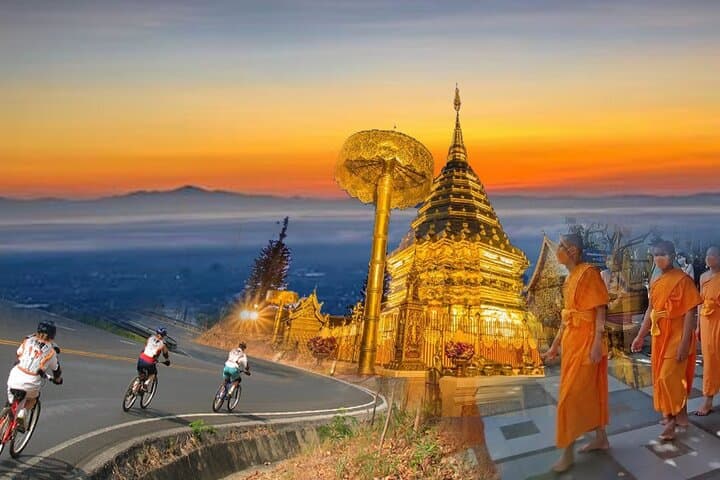 Sunrise Downhill from Doi Suthep — Chiang Mai Mountain Biking & Temple Dawn