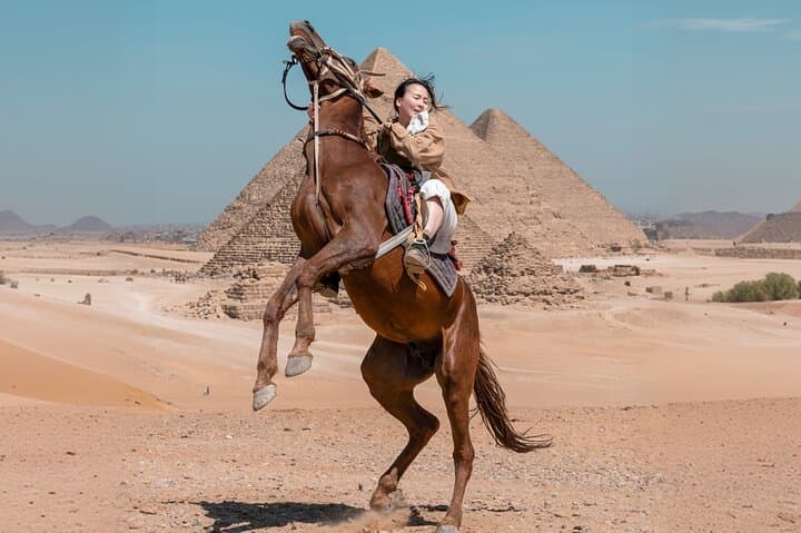 Giza Pyramids Photoshoot and Camel Tour — Jumping Horse & Sphinx Shots photo 3