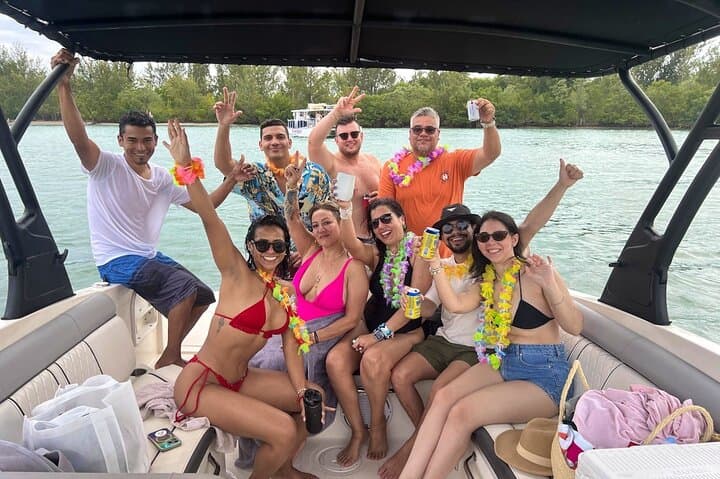 Miami private boat party and champagne swim in Biscayne Bay photo 2