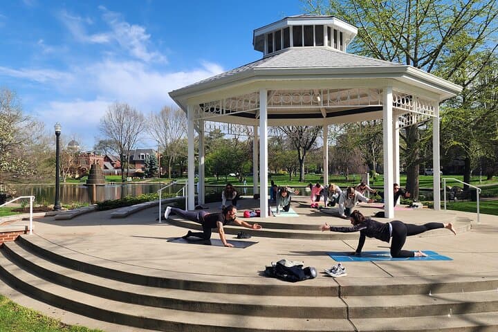 Pedal-to-Om: Yoga and Coffee Trolley Tour in Columbus