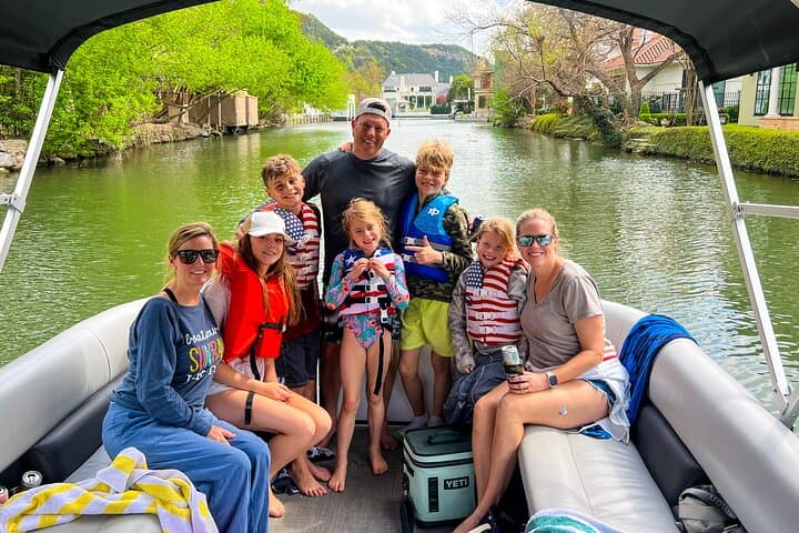 Exploring Lake Austin: Private Pontoon Boat Cruise with Full Sun Shading