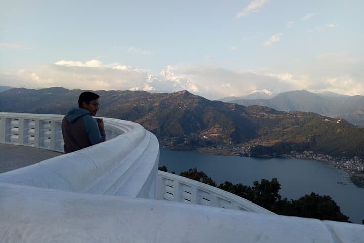 Sunset at World Peace Stupa: Private Pokhara Car Tour & Annapurna Panorama