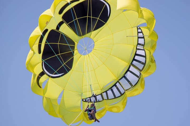 Parasailing Over the Conero Riviera: Ascending Parachute Flight from Numana