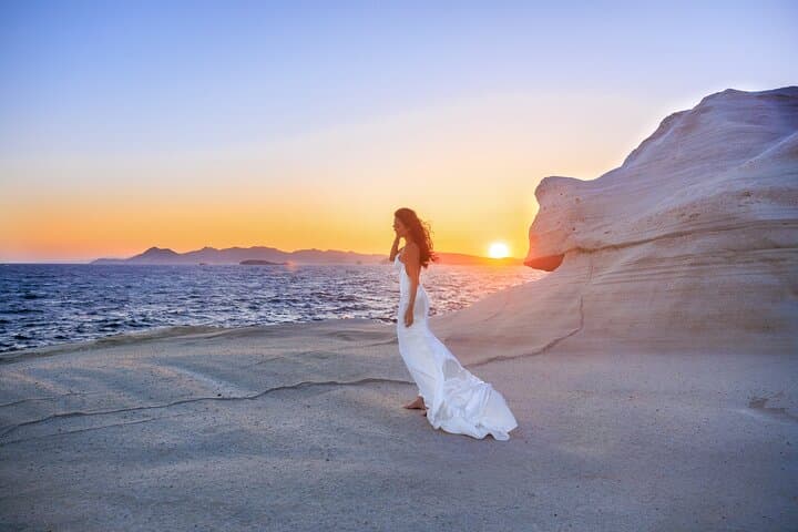 Editorial Engagement Photoshoot at Sarakiniko Beach, Milos