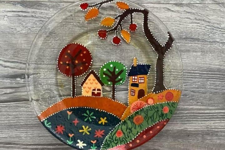 Paint and Sip Glassware Workshop in San Antonio — Wine Glass & Slumped Bottle Painting photo 1