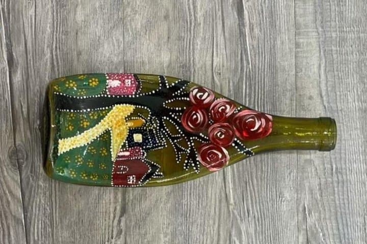 Paint and Sip Glassware Workshop in San Antonio — Wine Glass & Slumped Bottle Painting photo 2