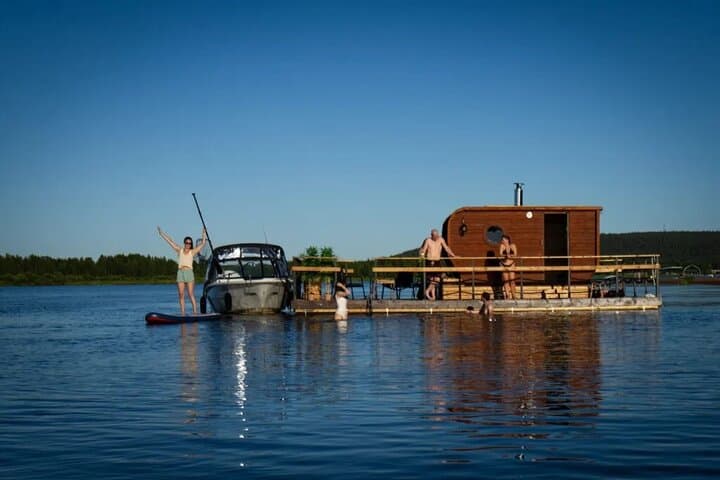 Floating Sauna and Barbecue on the Ounasjoki River — Rovaniemi Sauna Experience