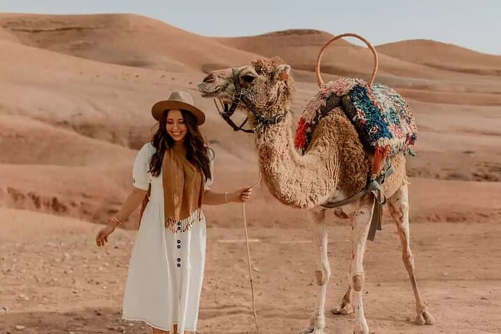 Sunset Camel Trekking in Agafay Desert — Private Tour with Tea & Transfers