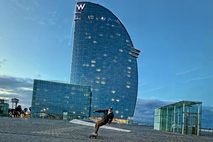 Glide Barcelona's Waterfront: E-Skate Tour from Forum to W Hotel