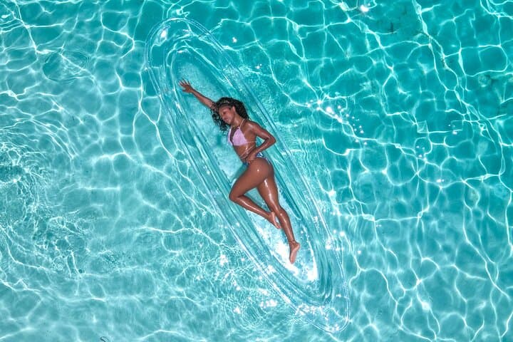 Clear Kayak Drone Photoshoot at Saunders Beach, Nassau — Aerial & Water Portraits