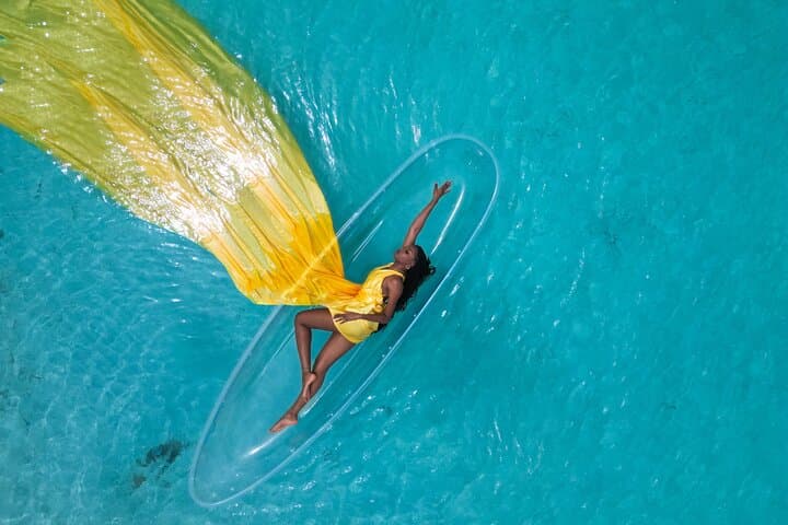 Floating Dress Clear Kayak Photoshoot at Saunders Beach, Nassau photo 4