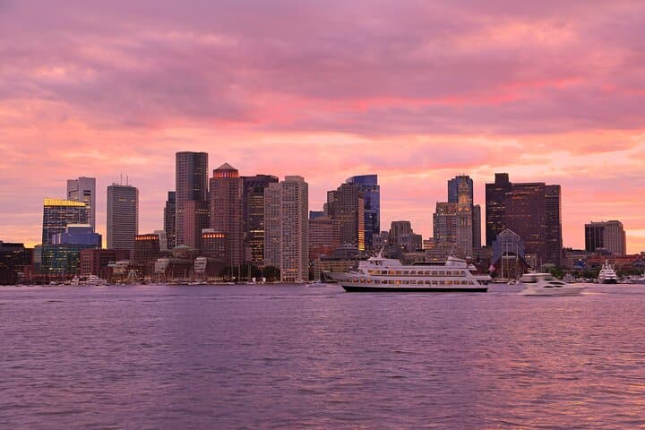 Boston Sunset Cruise and Night Drive: Scenic Harbor Tour with Guided City Highlights