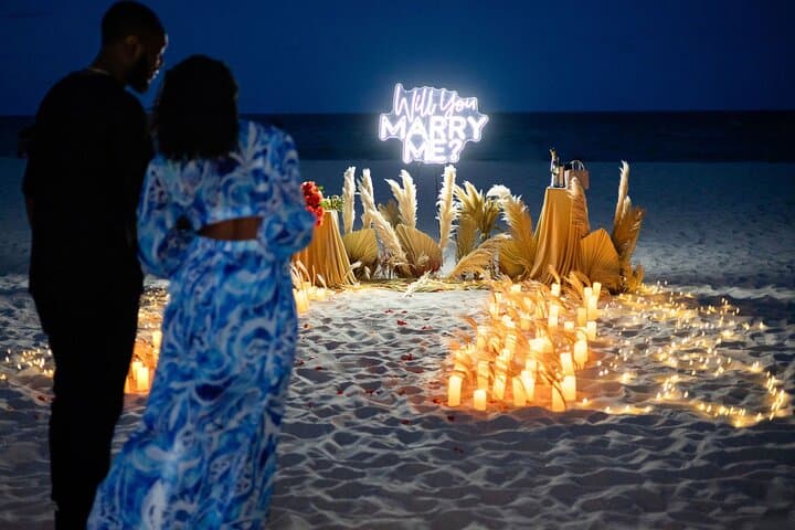 Miami Beach Night Proposal: Private Beach Marriage Proposal with Photographer