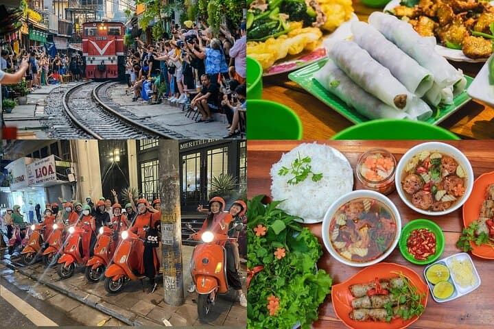 Hanoi Night Vespa Food Tour with Female Ao Dai Riders and Train Street photo 6