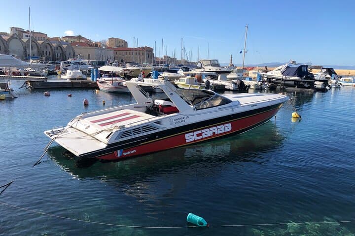 Sunset Powerboat Tour to Thodorou Island from Chania