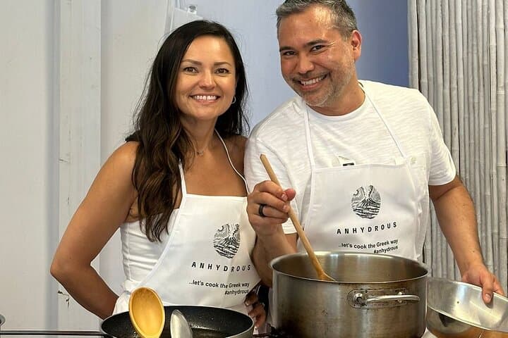 Santorini Private Cooking Class and 2-Winery Wine Tasting — 5-Hour Culinary Tour