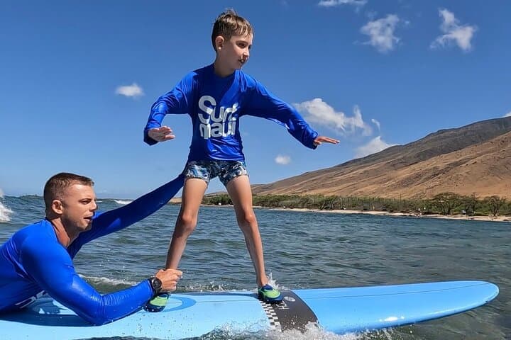 Private Family Surf Lessons at Ukumehame Beach, West Maui — Beginner-Friendly Waves