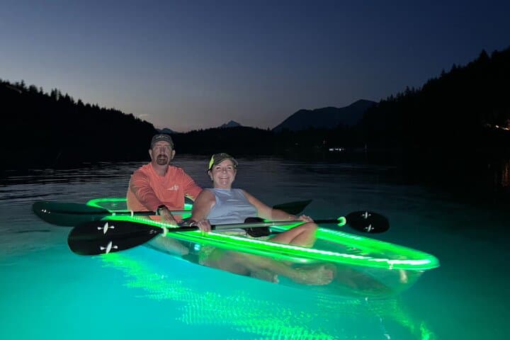 Illuminated Glass Kayak Sunset Tour on Whitefish Lake, MT