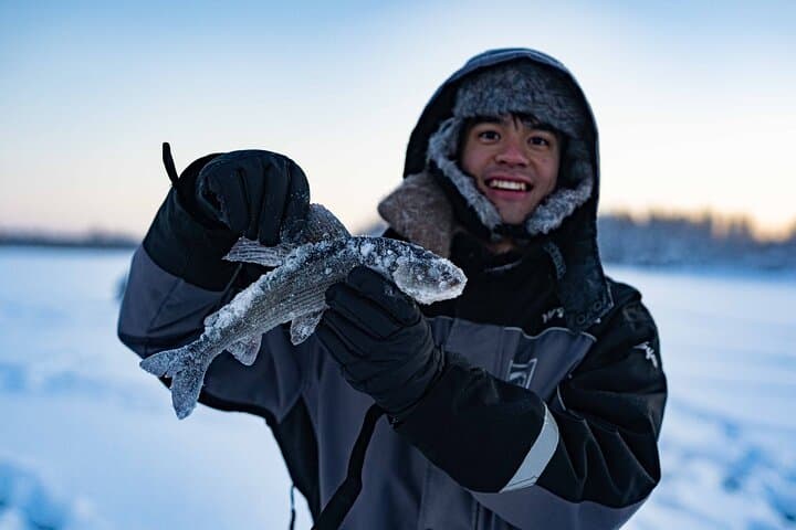 Ice Fishing Near Rovaniemi: Private Frozen-Lake Experience with Campfire and Photos photo 2