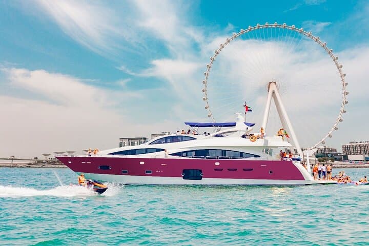 Dubai Harbour Yacht Cruise with Swim, Slide & Live BBQ