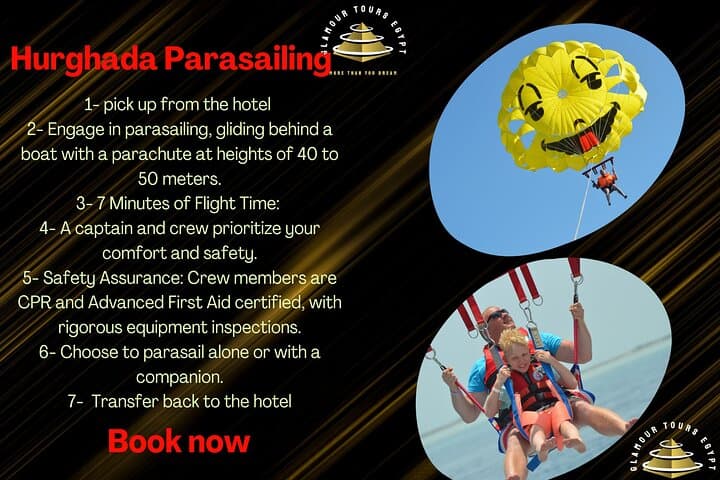 Hurghada Parasailing: Soar 40–50m Above the Red Sea for Coastal Views