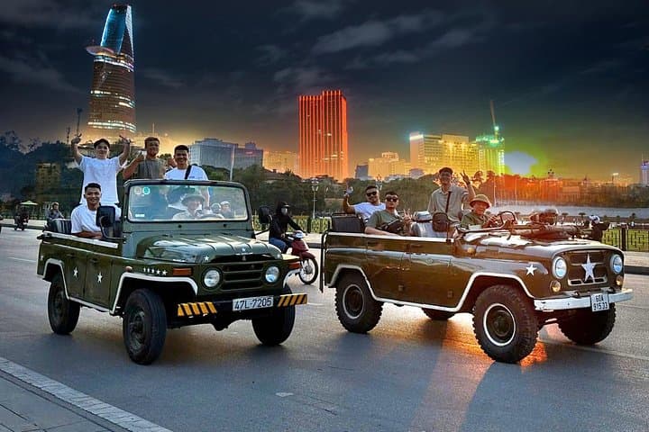 Saigon Jeep Night Tour: Seafood, Street Food & Rooftop Sky Bar Experience photo 1