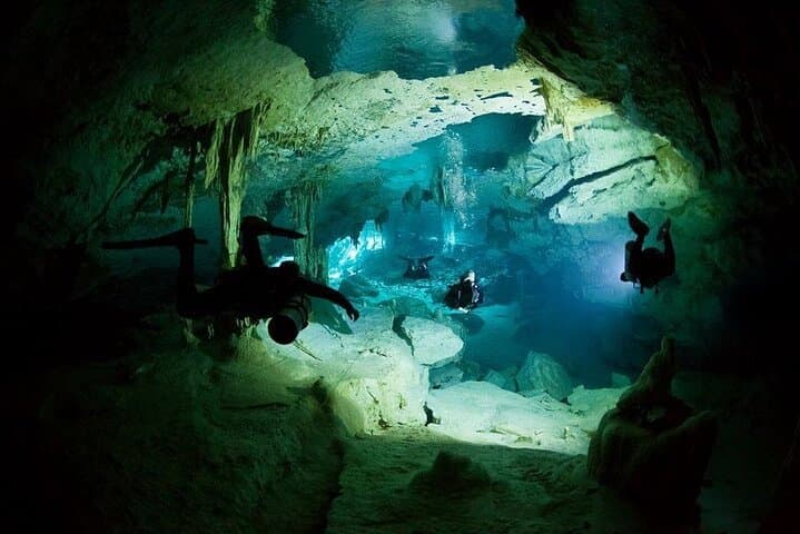 Cavern Scuba at Dos Ojos Cenote — Two-Dive Adventure from Playa del Carmen