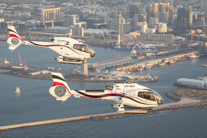 Cape Town Helicopter Tour: 25-Min Flight Over Two Oceans + V&A Waterfront Boat Cruise