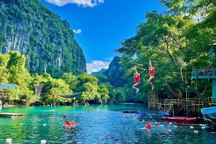 Paradise Cave & Dark Cave Full-Day: Phong Nha Zipline, Mud Bath and River Adventure photo 3