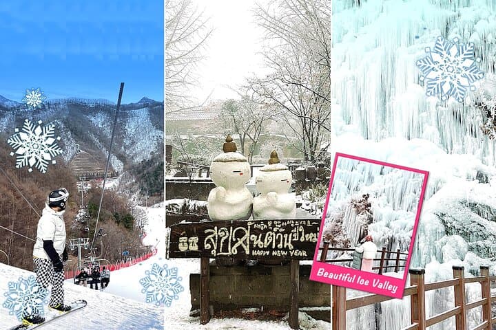 Day Trip from Seoul: Elysian Gangchon Ski, Nami Island & Eobi Ice Valley