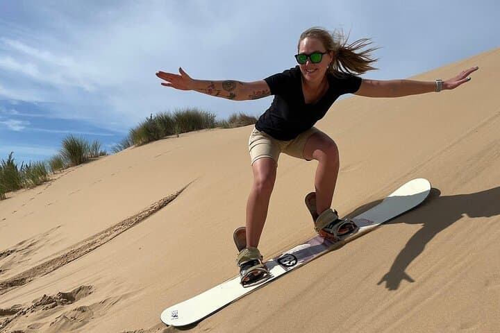 Sandboarding Rush at Timlaline Dunes with Caves View — Agadir Adventure