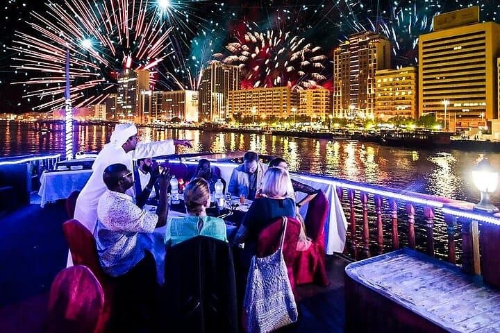 NYE 2026 Dubai Dhow Cruise: Front-Row Burj Khalifa Fireworks on the Water