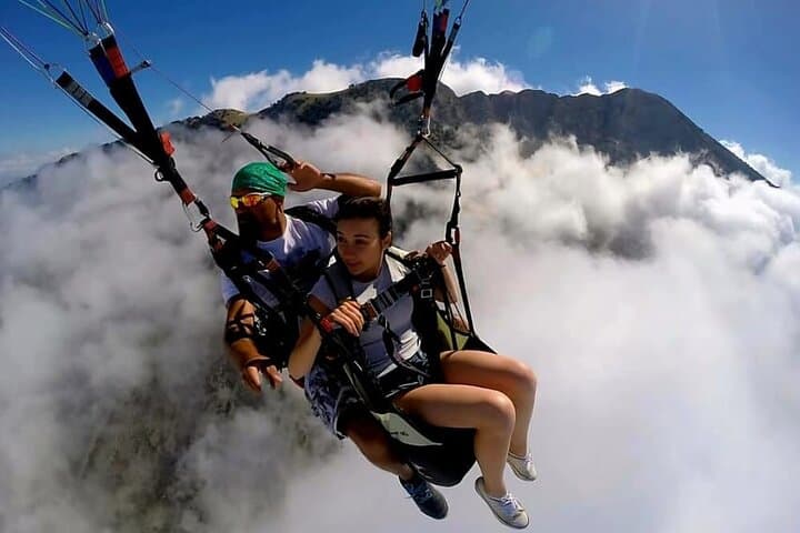 Sunset Paragliding Over Agafay Desert with Atlas Mountain Views