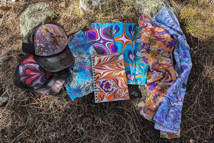 Estes Park Marbling Workshop: Make a Silk Scarf, Trucker Hat, Sketchbook or Rice Paper