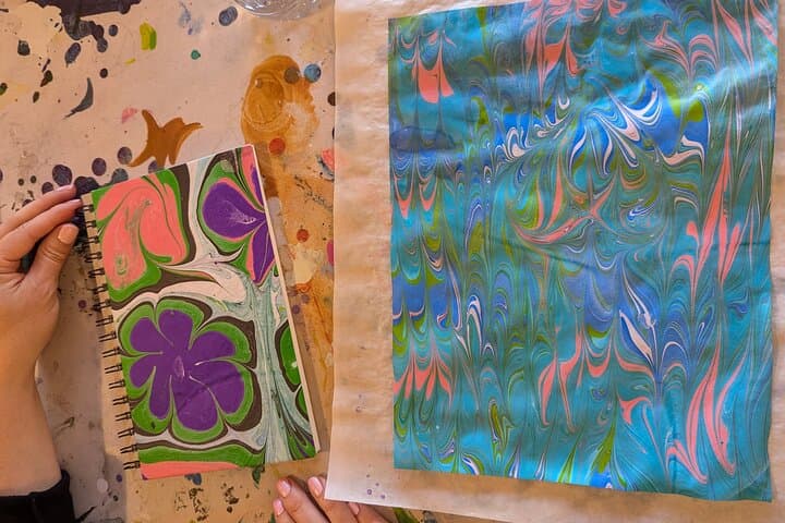 Estes Park Marbling Workshop: Make a Silk Scarf, Trucker Hat, Sketchbook or Rice Paper photo 6