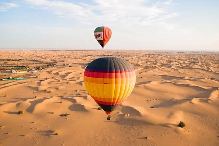 Dubai Sunrise Hot Air Balloon Over Desert with Falcon Show