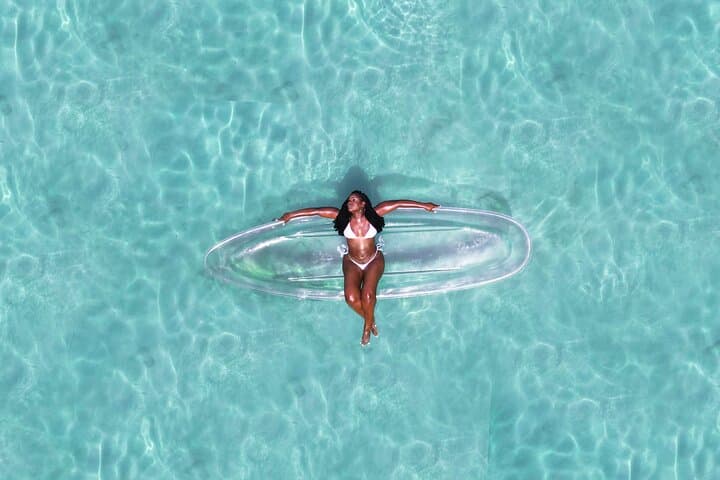 Luxury Clear Kayak Drone Photoshoot at Swallows Beach, Tobago