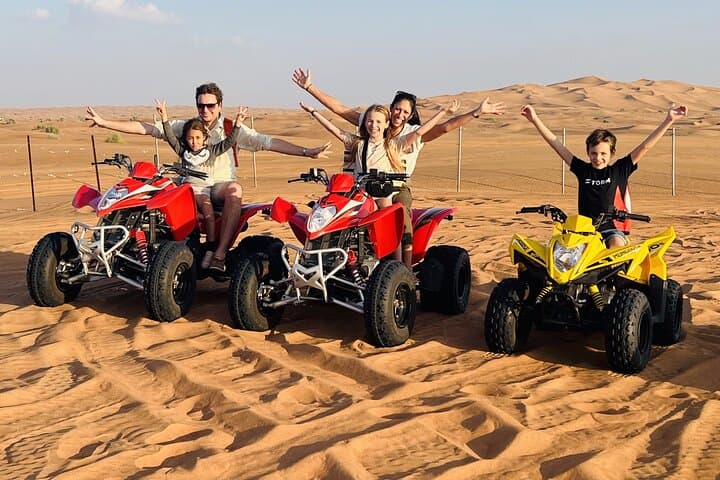 Dubai Desert Quad Bike Safari with Camel Ride and BBQ Dinner