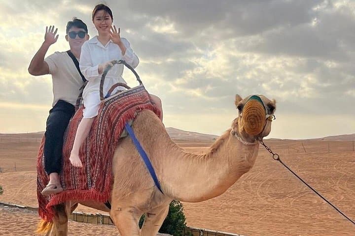 Morning Desert Safari in Dubai's Red Dunes — Dune Bashing, Sandboarding & Camel Ride