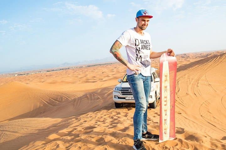 Morning Lahbab Desert Safari: Private Camel Ride, Sandboarding & Dune Bashing in Dubai photo 1