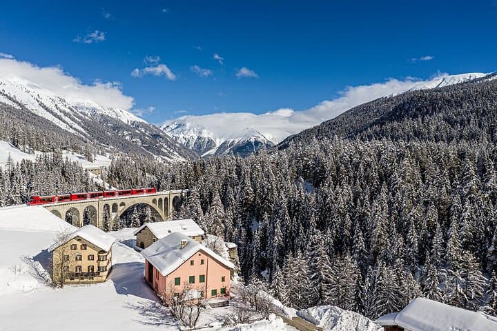 Bernina Red Train & St. Moritz Day Trip from Milan: Alpine Passes, Glaciers and Lakes