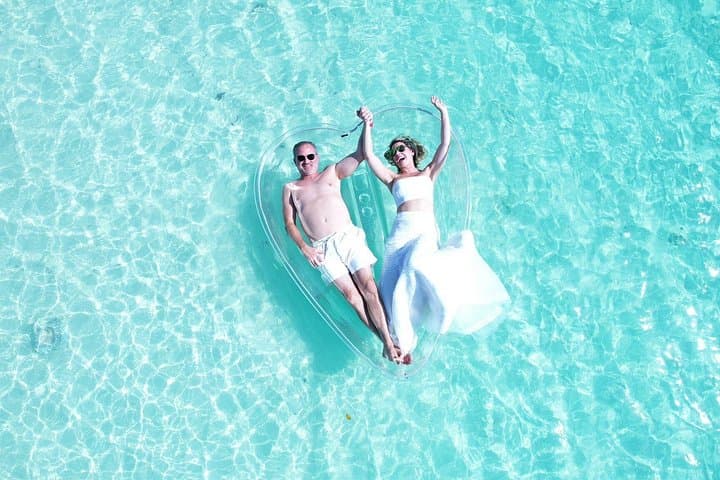 Heart-Shaped Clear Kayak Drone Photoshoot on Grace Bay, Providenciales photo 1