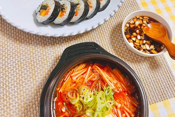 Vegan Korean Cooking Class in Itaewon — Gimbap, Sundubu-jjigae & Hwa-jeon Workshop photo 4